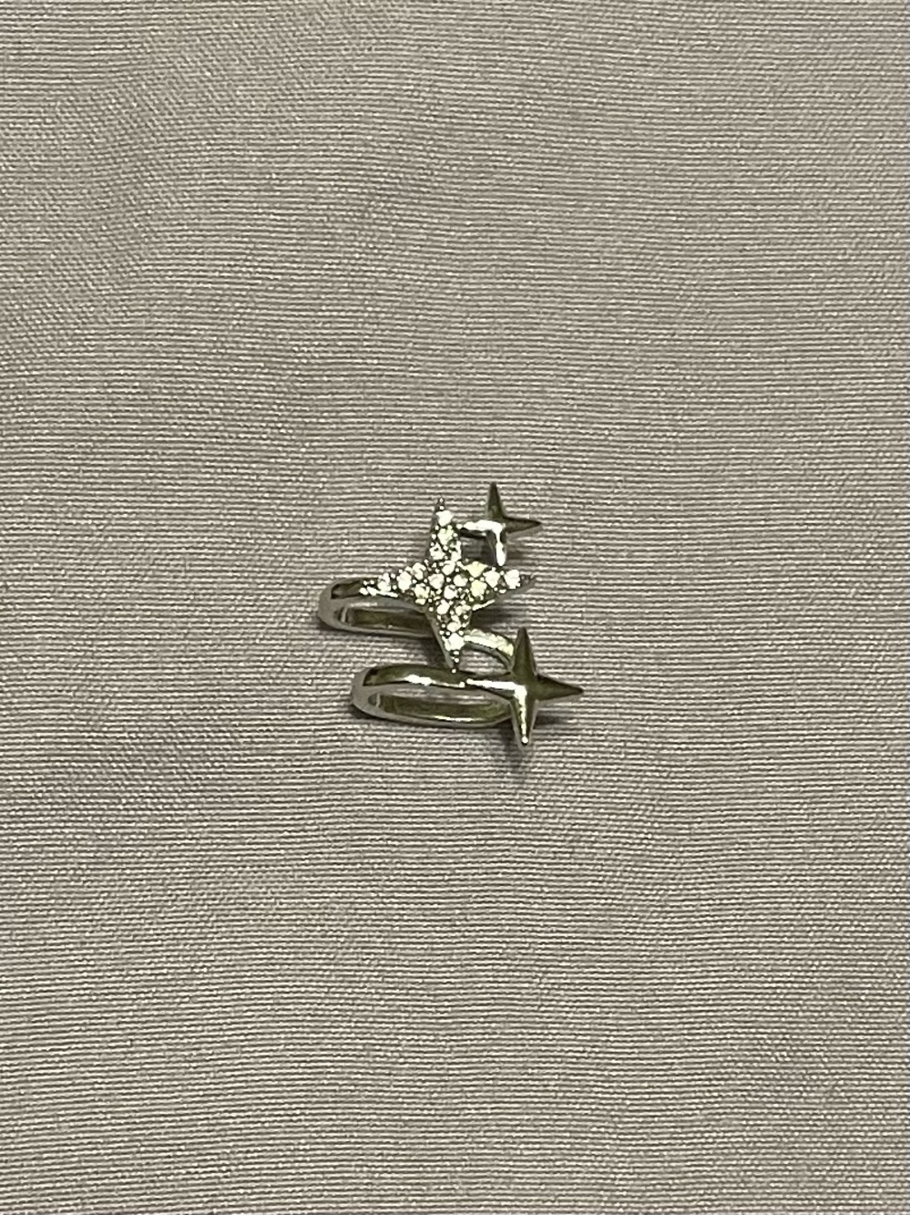 Silver Sparkling 3-Star Ear Cuff Celestial Rhinestone Non-Pierced Ear Wrap